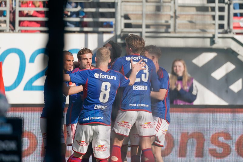 Daniel Håkans jubler for sin første scoring på Intility Arena (Foto: Stian Lysberg Solum / NTB)