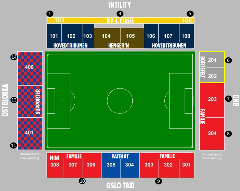 Vi åpner Supporter, Patriot, Familie (306-308) og VIP 4. etasje for salg.