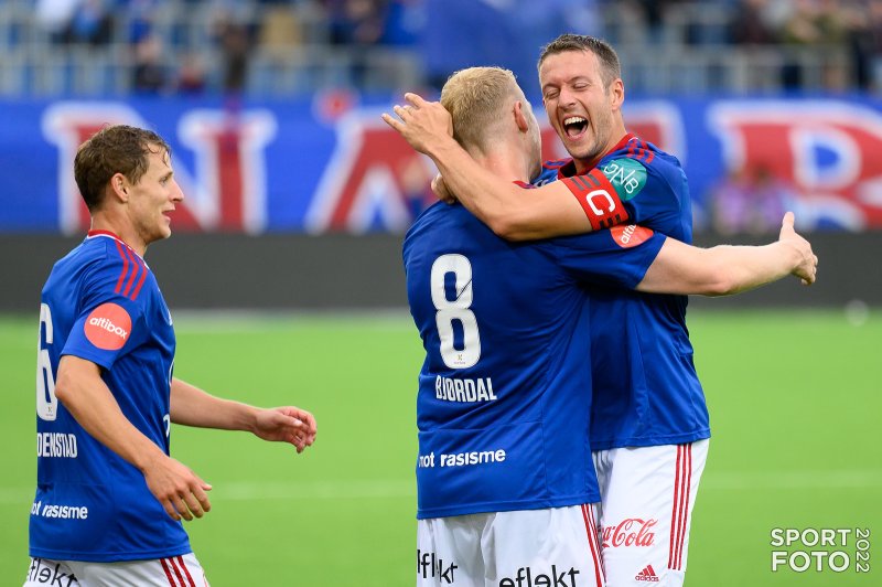 Jonatan Tollås Nation kunne juble for kampens første scoring i Grimstad (Foto: Morten Mitchell Larød / SPORTFOTO)