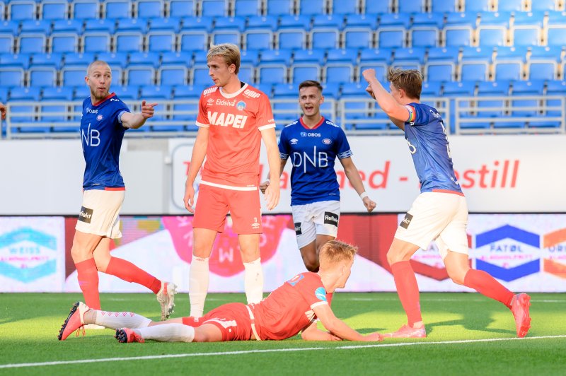 Fredrik og stopperkollega Brage jubler for scoring mot nettopp KIL tidligere i år (Foto: Morten Mitchell Larød / SPORTFOTO)