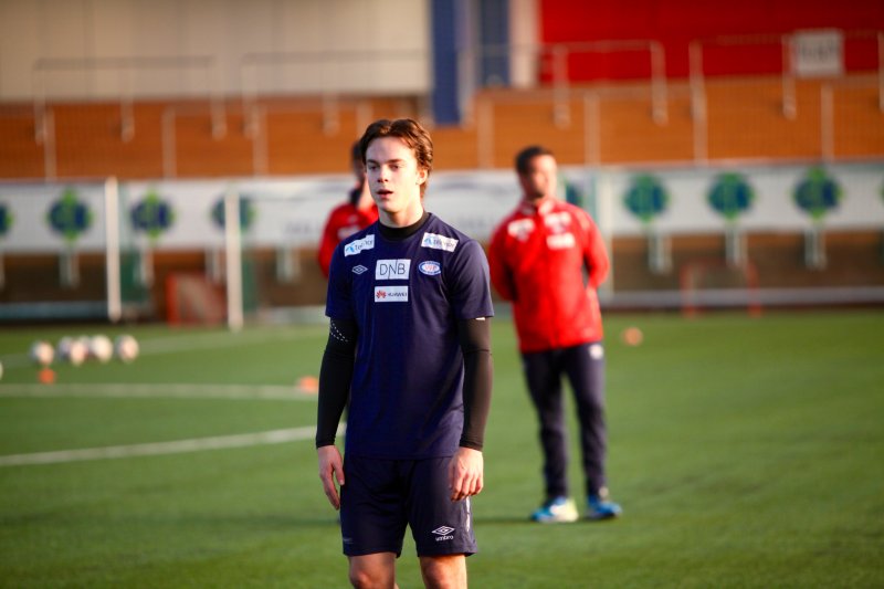 Felix Horn Myhre på sin første Vålerenga-trening